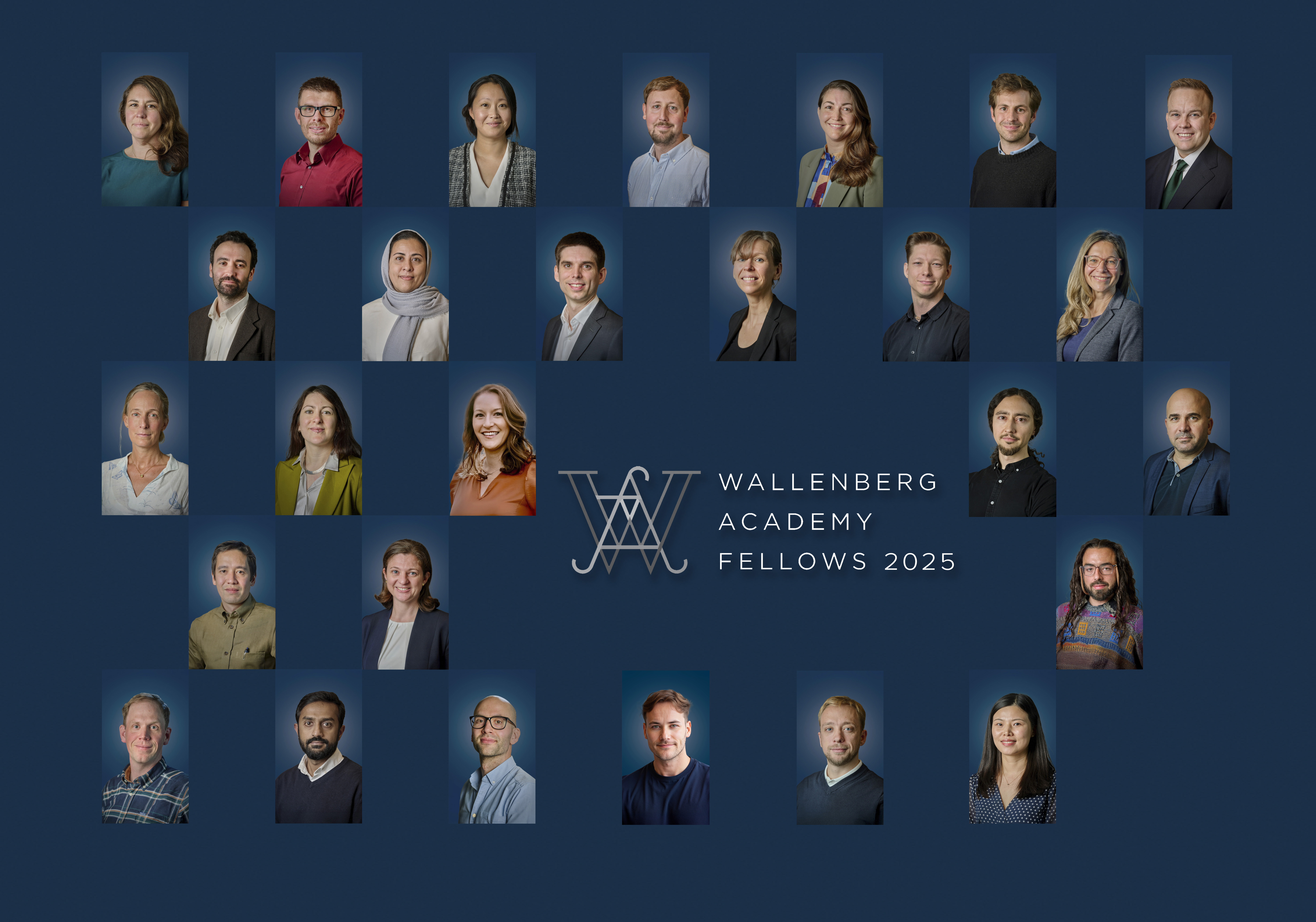 Wallenberg Academy Fellows 2025 mot en mörkblå bakgrund.
